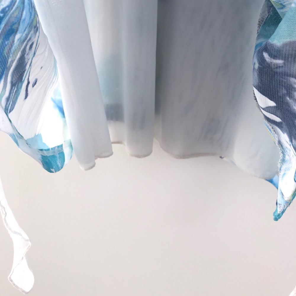 Dolcezza Mesh Watercolor Simply Art Midi Dress With Waterfall Detail Summer M - Picture 5 of 11